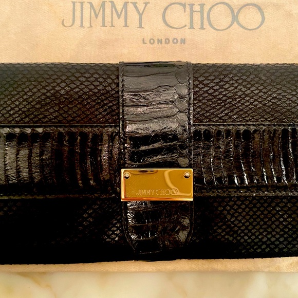 Jimmy Choo Black Snakeskin Clutch. Gorgeous!  Chic.  Unique!
